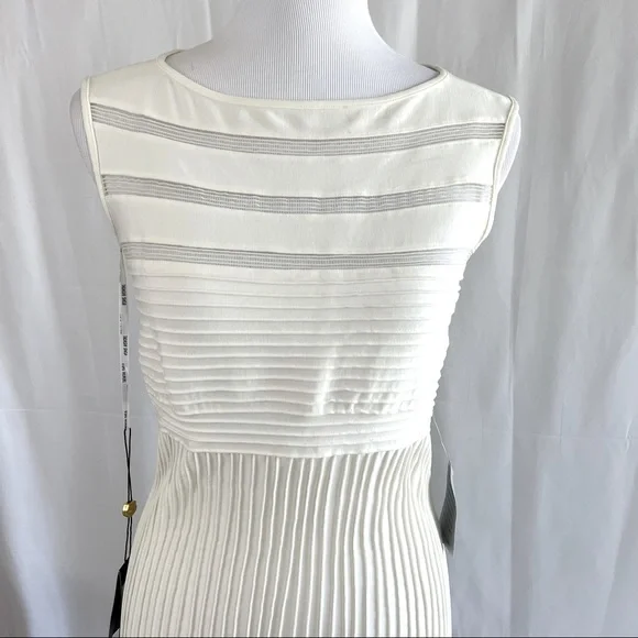 💕Host Pick💕 Tadashi Shoji Ivory Jersey Mesh Illusion Gown Dress Retail $650 - Picture 3 of 11